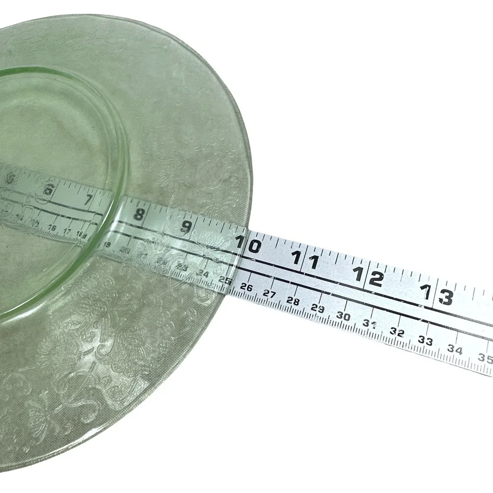 Vintage Hazel Atlas Florentine Green Uranium Depression Glass Dinner Plate 10.5